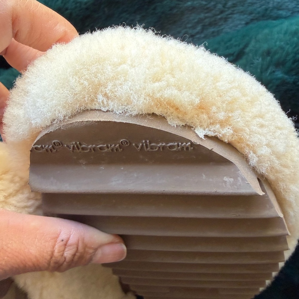 Seavees Cream Shearling Clogs with Tan Strap - Picture 8 of 10